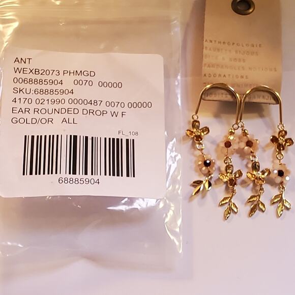 Anthropologie Floral Double-Drop Earrings New with tags attached - No flaws - Picture 3 of 10